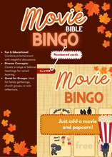 Load image into Gallery viewer, Bible Movie BINGO: An Engaging Way to Recognize Biblical Values in Entertainment
