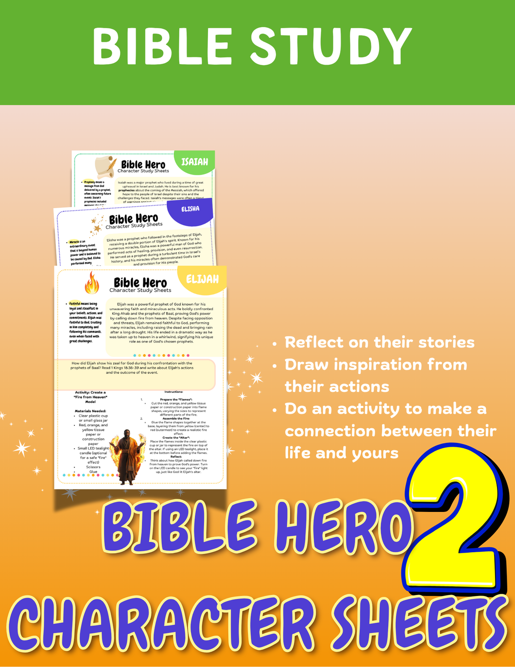 Bible Hero Character Study Sheets - Men (Set 2)