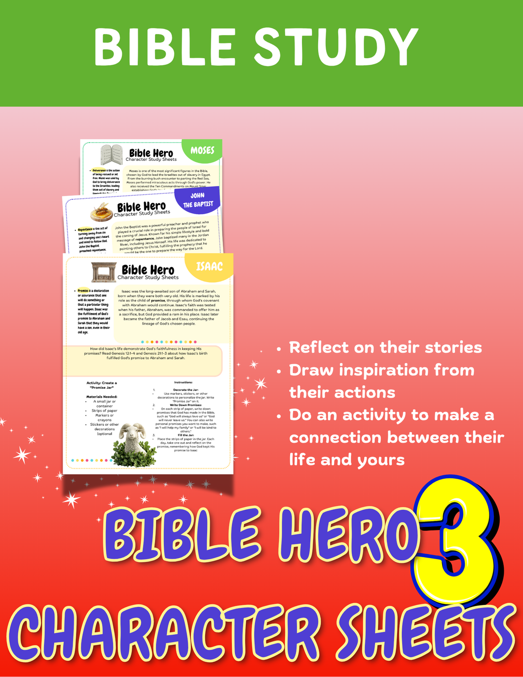 Bible Hero Character Study Sheets - Men (Set 3)