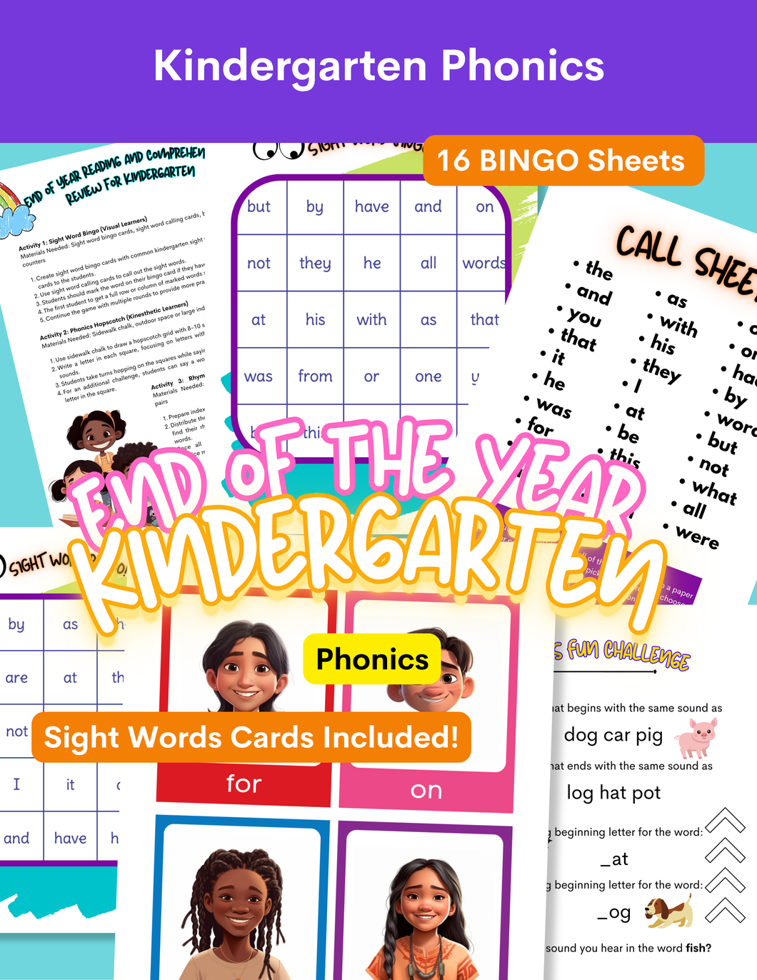 Kindergarten Reading Superstar BINGO & Sight Word Pack
