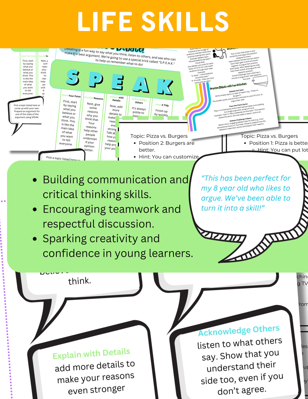 S.P.E.A.K. Debate Flashcards & Activities